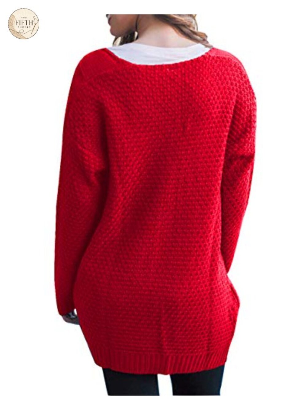 Women's Long Open Front Cardigan Lightweight Knit Sweater with Pockets - Picture 5 of 6